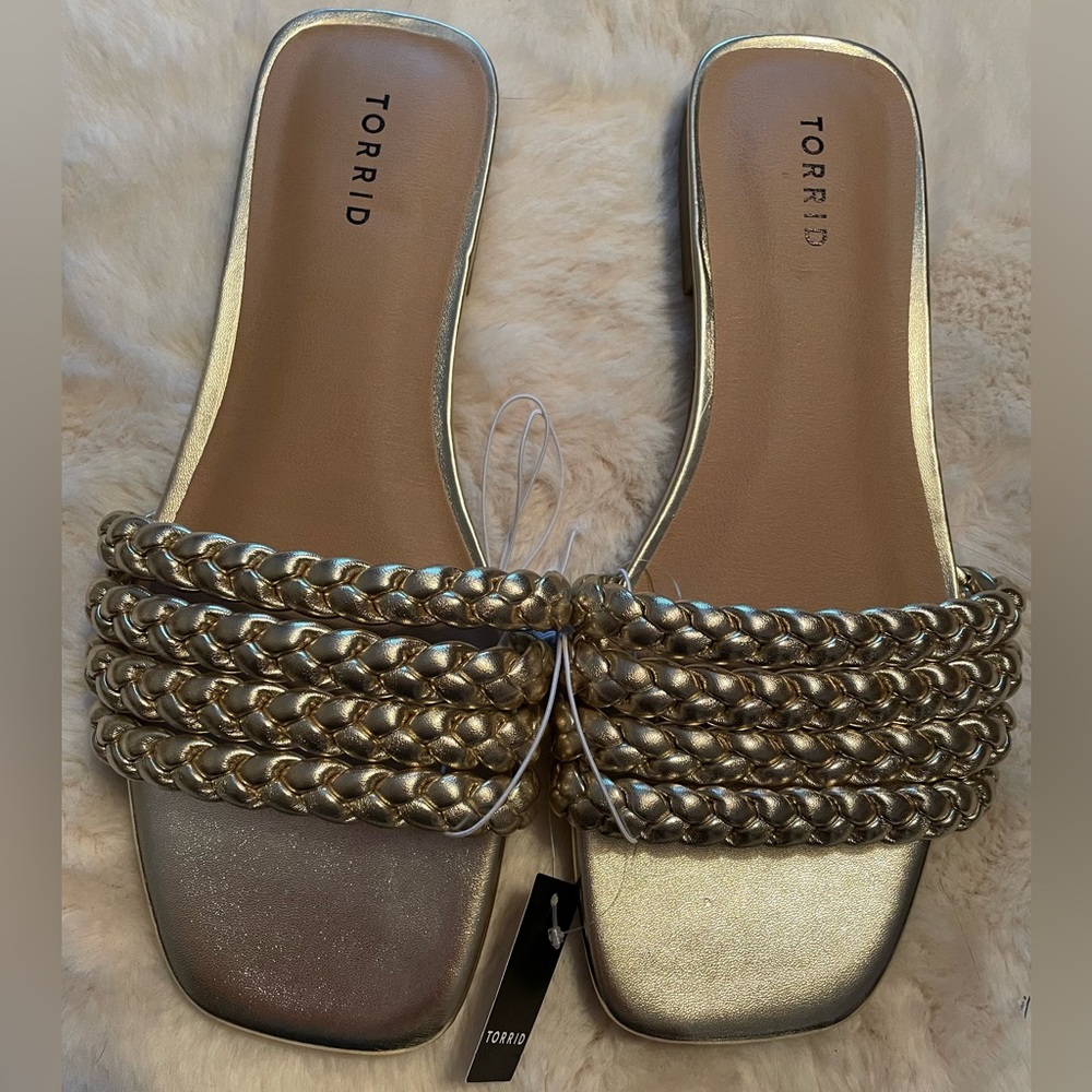 Torrid Gold braided sandals size 12 wide width NWT